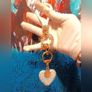 Gold and Silver Heart Keychain BRANDED LABEL NWOT